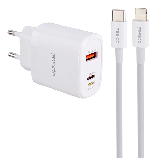 شارژر 30 وات یسیدو Yesido YC52 (همراه با کابل Type-C به Lightning)